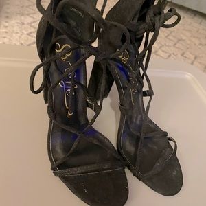 Lace up chunky heels